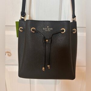 NWT KATE SPADE Harriet Cape Drive Women Black Bucket Bag